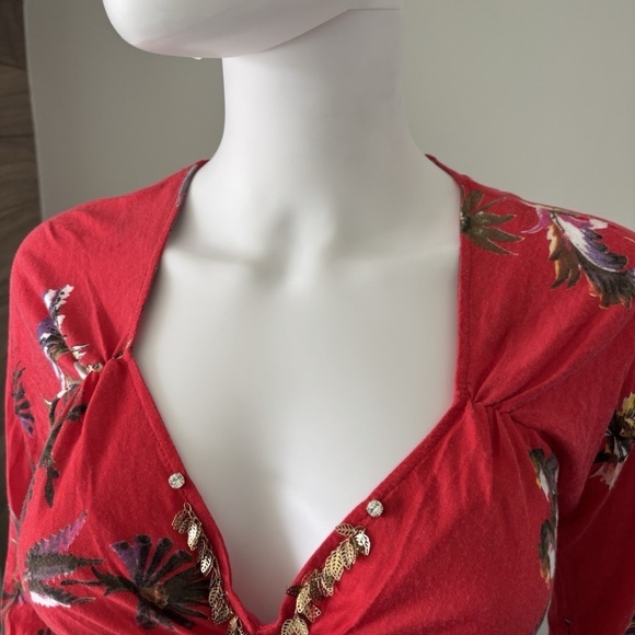 Roberto Cavalli CLASS *Vintage* Sweater Long Sleeve Red Floral Sz 8 US Authentic - Picture 5 of 14